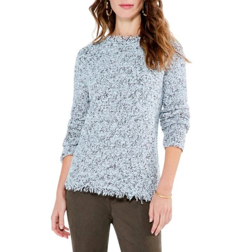 NIC + ZOE Fringe Mix Sweater Brown white Size XXL 2XL‎ $148